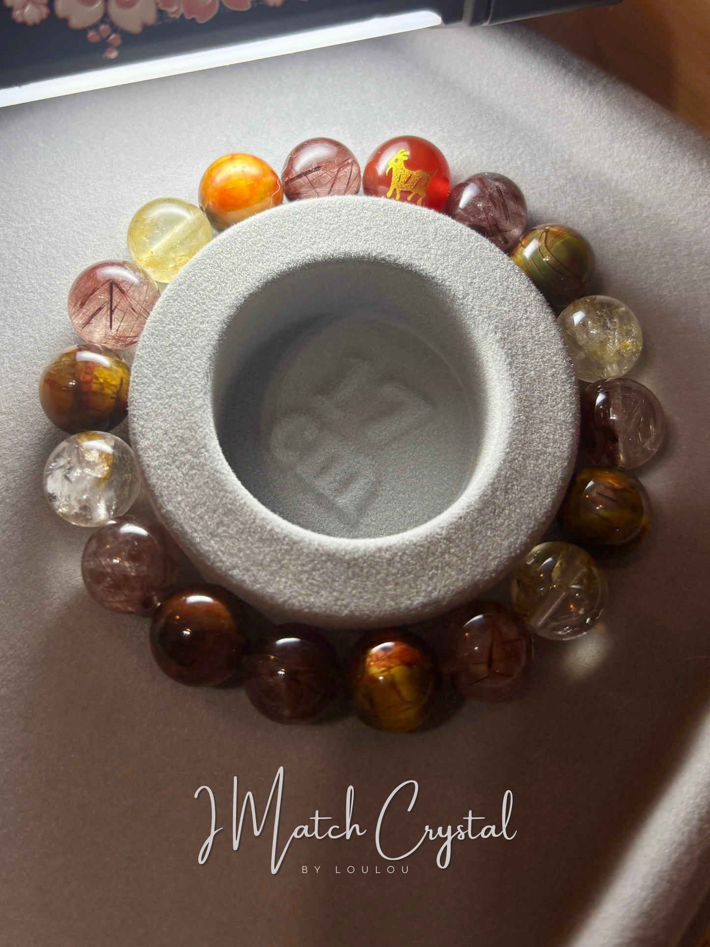 🔥【午馬六合開運手串】紅兔毛 · 黑髮晶 · 石榴石｜11mm三合火土局🔥